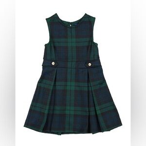 Polo Ralph Lauren Girls Holiday Plaid Pleated Ponte Dress NWT